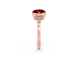 Rose gold Cushion Cut Ruby Ring with Side Stones and Four-Prong Setting_38