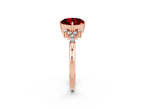 Rose gold Cushion Cut Ruby Ring with Side Stones and Four-Prong Setting_38