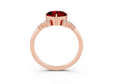 Rose gold Cushion Cut Ruby Ring with Side Stones and Four-Prong Setting_39