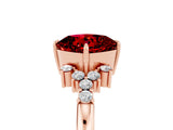 Rose gold Cushion Cut Ruby Ring with Side Stones and Four-Prong Setting_41