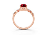 Rose gold Cushion Cut Ruby Scattered Round Accent Ring with Prong Setting_27