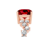 Rose gold Cushion Cut Ruby Scattered Round Accent Ring with Prong Setting_29