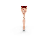 Rose gold Cushion Cut Ruby Solitaire Celtic Knot Ring with Four-Prong Setting_14