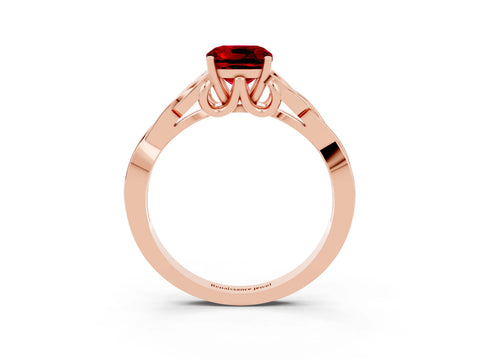 Rose gold Cushion Cut Ruby Solitaire Celtic Knot Ring with Four-Prong Setting_15