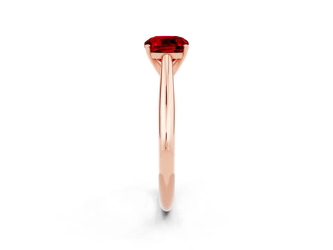 Rose gold Cushion Cut Ruby Solitaire Engagement Ring with Cathedral Setting and Four-Prong Mount_14