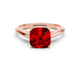 Rose gold Cushion Cut Ruby Solitaire Engagement Ring with Cathedral Setting and Four-Prong Mount_24