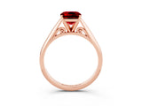 Rose gold Cushion Cut Ruby Solitaire Engagement Ring with Cathedral Setting and Four-Prong Mount_27