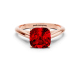 Rose gold Cushion Cut Ruby Solitaire Engagement Ring with Cathedral Setting and Four-Prong Mount_30