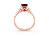 Rose gold Cushion Cut Ruby Solitaire Engagement Ring with Cathedral Setting and Four-Prong Mount_33