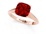 Rose gold Cushion Cut Ruby Solitaire Engagement Ring with Cathedral Setting and Four-Prong Mount_67