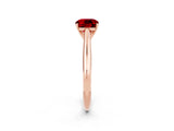 Rose gold Cushion Cut Ruby Solitaire Engagement Ring with Cathedral Setting and Four-Prong Mount_68
