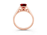 Rose gold Cushion Cut Ruby Solitaire Engagement Ring with Cathedral Setting and Four-Prong Mount_69