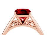 Rose gold Cushion Cut Ruby Solitaire Engagement Ring with Cathedral Setting and Four-Prong Mount_70
