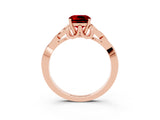 Rose gold Cushion Cut Ruby Solitaire Engagement Ring with Celtic Knot Band and Four-Prong Setting_3