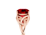 Rose gold Cushion Cut Ruby Solitaire Engagement Ring with Celtic Knot Band and Four-Prong Setting_5