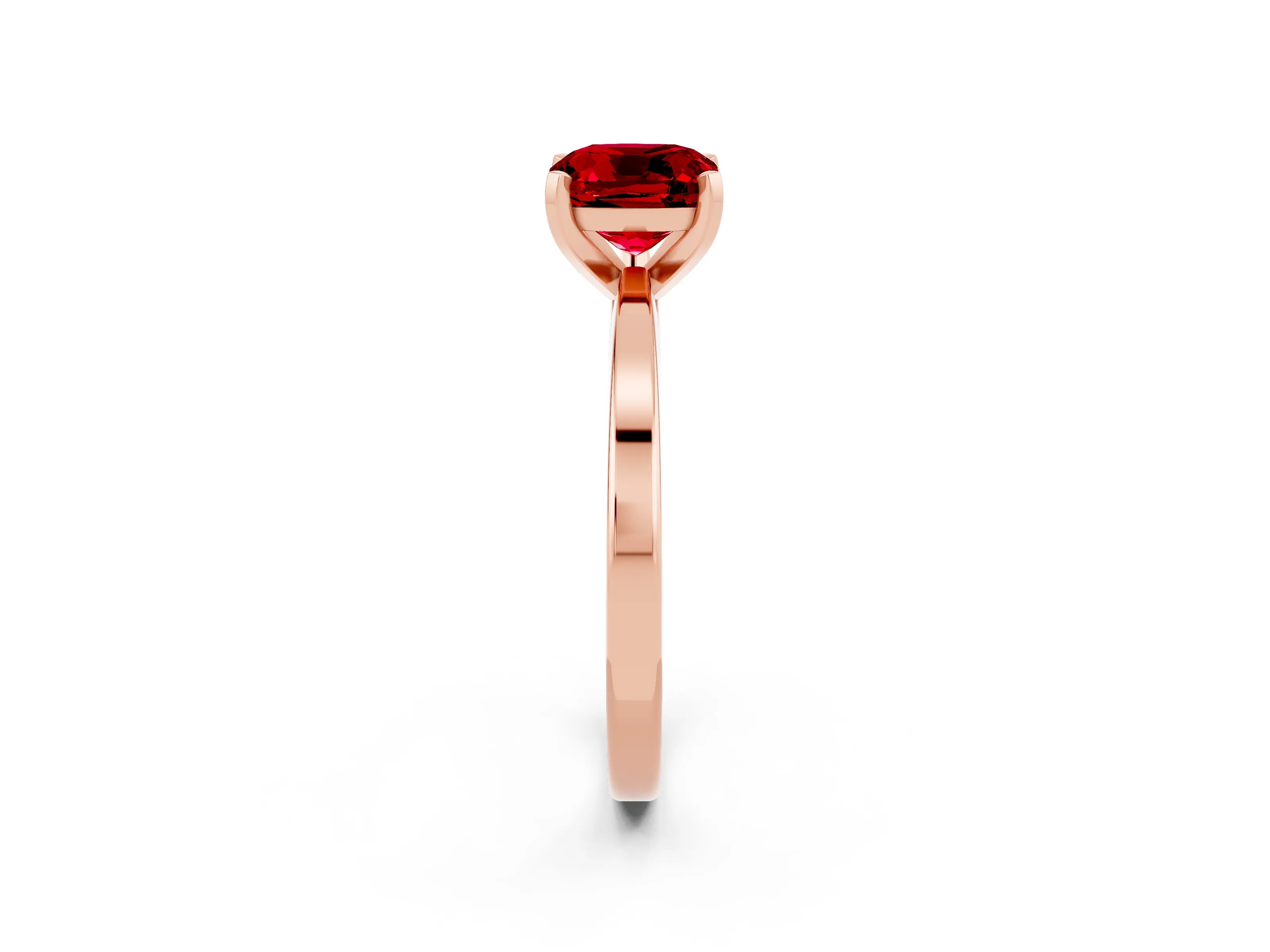 Rose gold Cushion Cut Ruby Solitaire Engagement Ring with Classic Band and Four-Prong Setting_26
