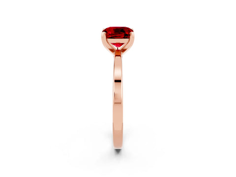 Rose gold Cushion Cut Ruby Solitaire Engagement Ring with Classic Band and Four-Prong Setting_26