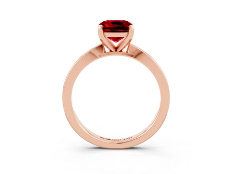 Rose gold Cushion Cut Ruby Solitaire Engagement Ring with Classic Band and Four-Prong Setting_27