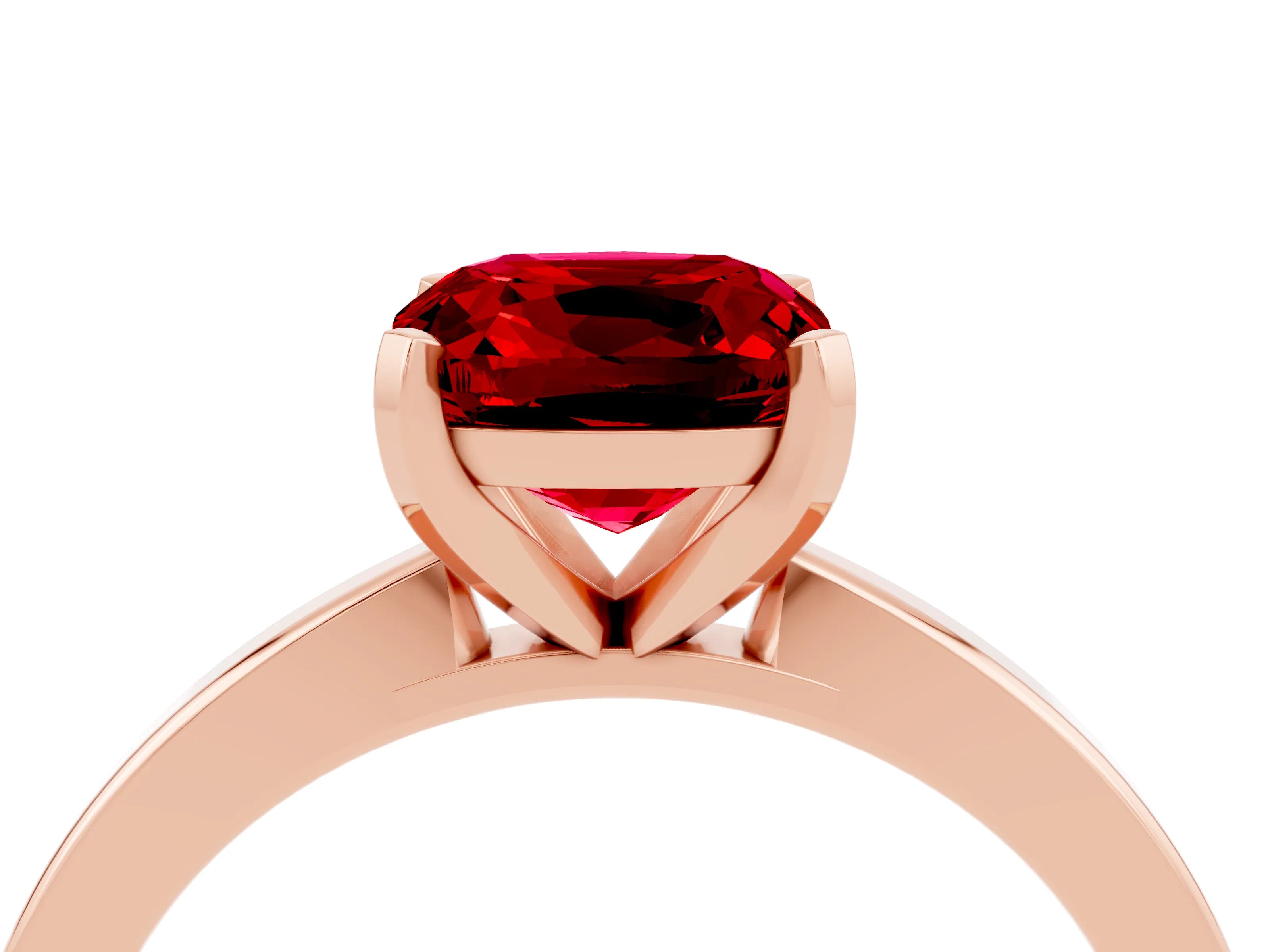 Rose gold Cushion Cut Ruby Solitaire Engagement Ring with Classic Band and Four-Prong Setting_28