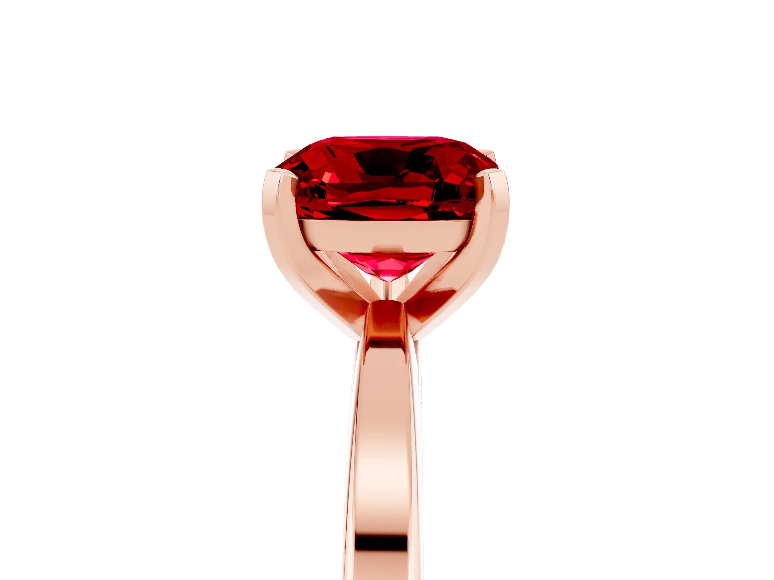 Rose gold Cushion Cut Ruby Solitaire Engagement Ring with Classic Band and Four-Prong Setting_29