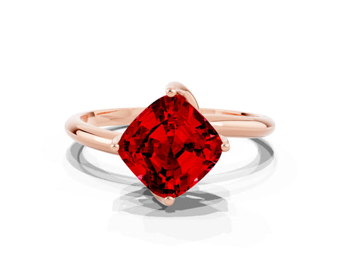 Rose gold Cushion Cut Ruby Solitaire Engagement Ring with Four-Prong Setting and Classic Band_12