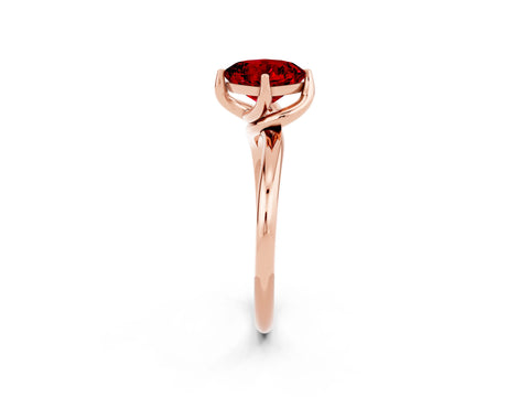 Rose gold Cushion Cut Ruby Solitaire Engagement Ring with Four-Prong Setting and Classic Band_14