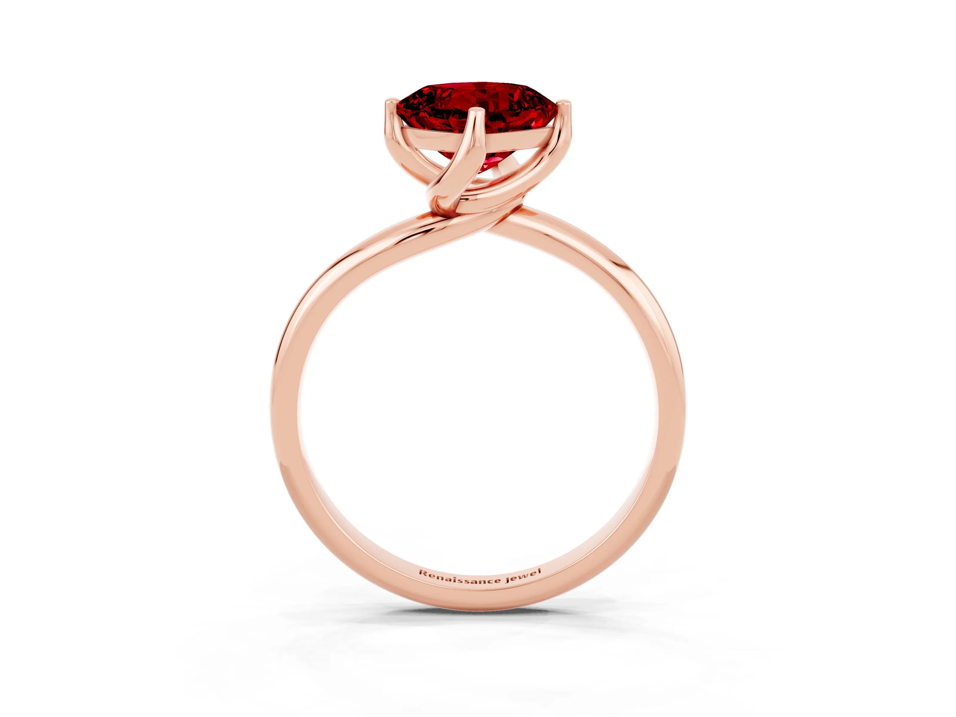 Rose gold Cushion Cut Ruby Solitaire Engagement Ring with Four-Prong Setting and Classic Band_15