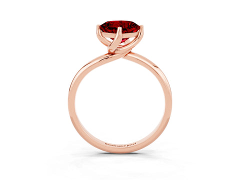 Rose gold Cushion Cut Ruby Solitaire Engagement Ring with Four-Prong Setting and Classic Band_15