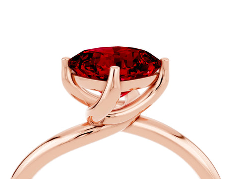 Rose gold Cushion Cut Ruby Solitaire Engagement Ring with Four-Prong Setting and Classic Band_16