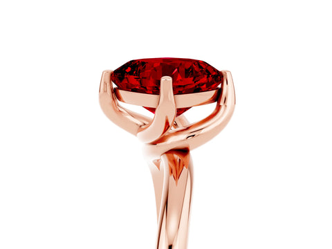 Rose gold Cushion Cut Ruby Solitaire Engagement Ring with Four-Prong Setting and Classic Band_17