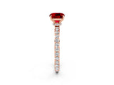 Rose gold Cushion Cut Ruby Solitaire Engagement Ring with Pavé Band and Four-Prong Setting_2
