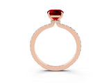 Rose gold Cushion Cut Ruby Solitaire Engagement Ring with Pavé Band and Four-Prong Setting_3