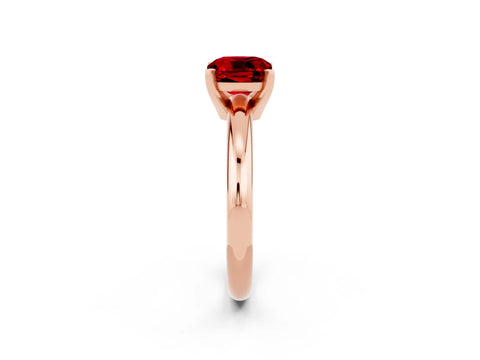 Rose gold Cushion Cut Ruby Solitaire Engagement Ring with Round Band and Four-Prong Setting_2