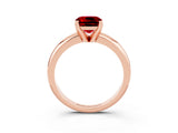 Rose gold Cushion Cut Ruby Solitaire Engagement Ring with Round Band and Four-Prong Setting_3