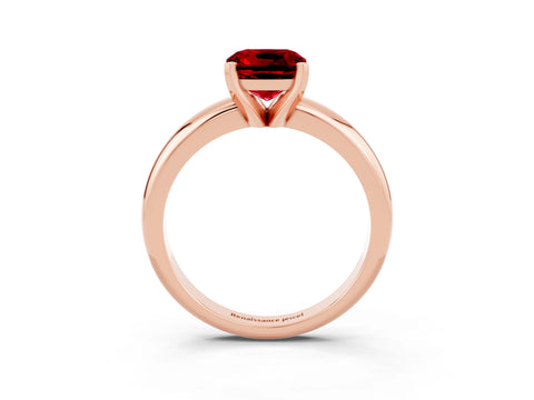 Rose gold Cushion Cut Ruby Solitaire Engagement Ring with Round Band and Four-Prong Setting_3
