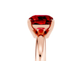 Rose gold Cushion Cut Ruby Solitaire Engagement Ring with Round Band and Four-Prong Setting_5