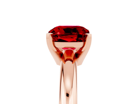 Rose gold Cushion Cut Ruby Solitaire Engagement Ring with Round Band and Four-Prong Setting_5