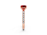 Rose gold Cushion Cut Ruby Solitaire Pavé Band with Four-Prong Setting_2