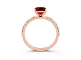 Rose gold Cushion Cut Ruby Solitaire Pavé Band with Four-Prong Setting_3