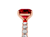 Rose gold Cushion Cut Ruby Solitaire Pavé Band with Four-Prong Setting_5