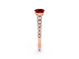 Rose gold Cushion Cut Ruby Solitaire Ring with Cathedral Setting and Pavé Band_2