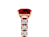 Rose gold Cushion Cut Ruby Solitaire Ring with Cathedral Setting and Pavé Band_5