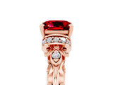 Rose gold Cushion Cut Ruby Solitaire Ring with Filigree Band and Four-Prong Setting_29