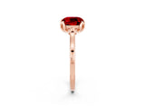 Rose gold Cushion Cut Ruby Solitaire Ring with Flower Prong Setting and Classic Band_14