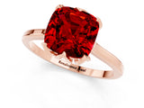 Rose gold Cushion Cut Ruby Solitaire Ring with Flower Prong Setting and Classic Band_37