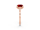 Rose gold Cushion Cut Ruby Solitaire Ring with Flower Prong Setting and Classic Band_38
