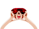 Rose gold Cushion Cut Ruby Solitaire Ring with Flower Prong Setting and Classic Band_40
