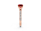 Rose gold Cushion Cut Ruby Solitaire Ring with Pavé Accents and Four-Prong Setting_2