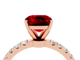 Rose gold Cushion Cut Ruby Solitaire Ring with Pavé Accents and Four-Prong Setting_4