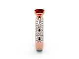 Rose gold Cushion Cut Ruby Solitaire Ring with Pavé and Channel Set Band_2